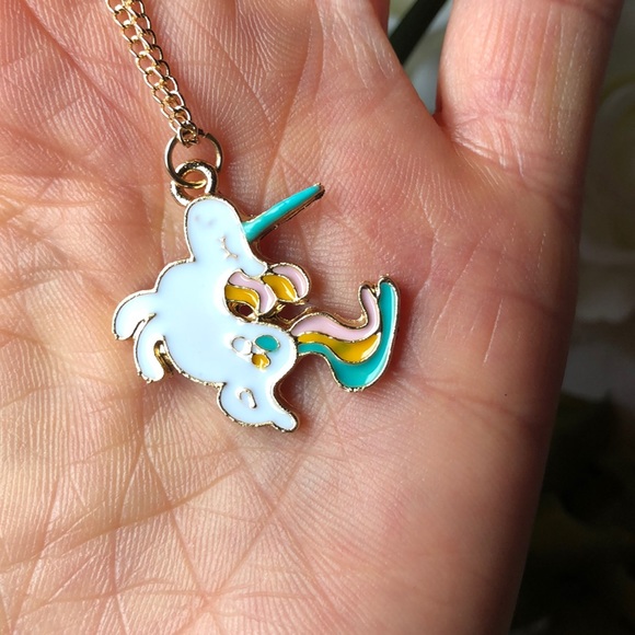 New! Unicorn necklace &earrings /jewelry set - Picture 5 of 8